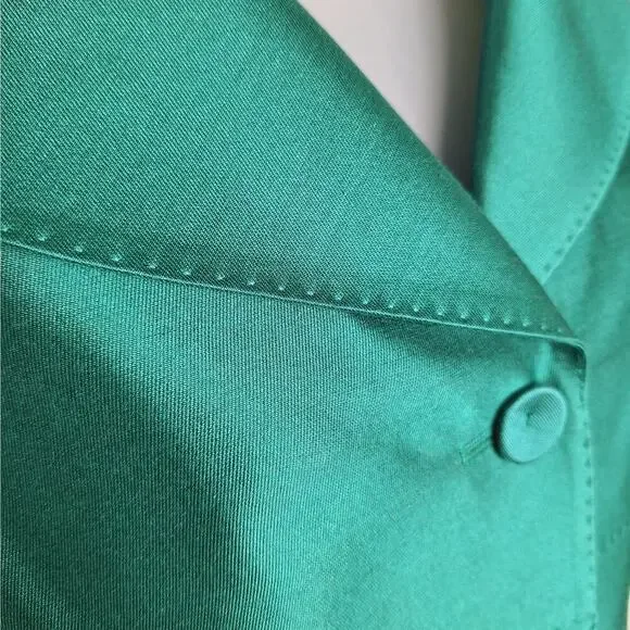 Vintage Albert Nipon Skirt Suit Wool Silk 8 Emerald Green Jackie O Classic 60s - Picture 9 of 16